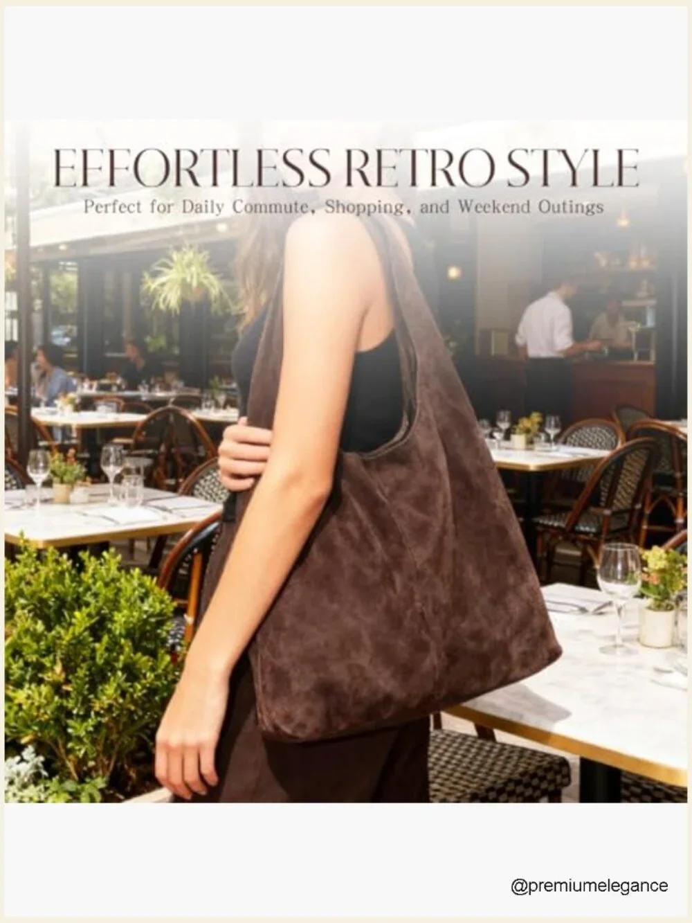 Faux Suede Hobo Bag - Slouchy Crescent Shoulder Purse - Large Vegan Suede Tote